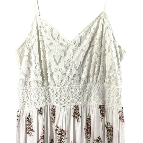 Maurices Sundress Womens XXL White Lace Pink Floral‎ Fairycore Dainty Feminine - Picture 2 of 13